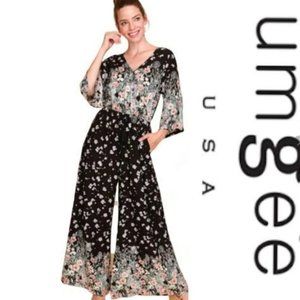NWT BLU HEAVEN BLACK/FLORAL JUMPSUIT BY UMGEE